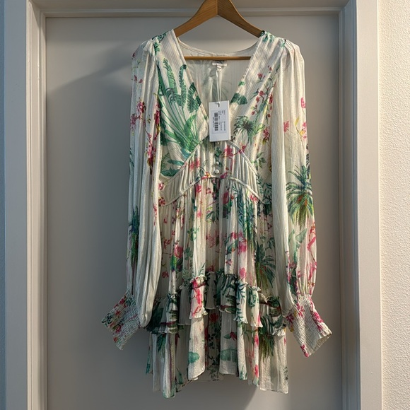 HEMANT & NANDITA 
Zaina Botanical Chiffon Mini Dress 🤩 NWT - Picture 9 of 10